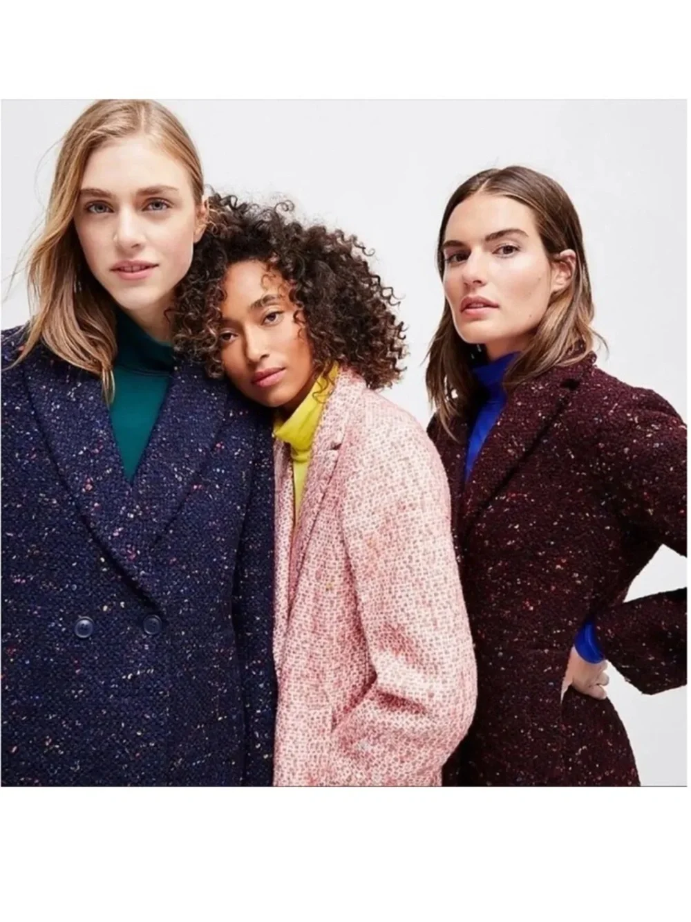 J. Crew NALYA Daphne Wool Blend Tweed Long Coat in Speckled Navy - Picture 7 of 7